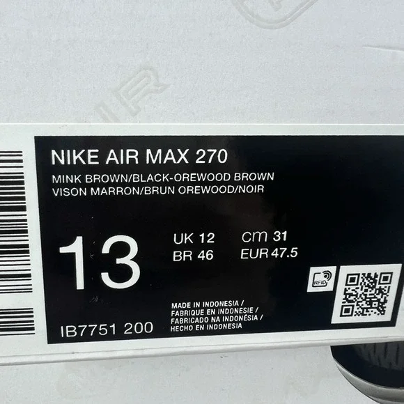 Nike Air Max 270 Mink Brown Black Orewood Sanddrift White IB7751-200 Men's 13 - Picture 11 of 11